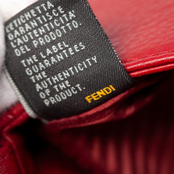 Authentic Fendi Red Leather Fendista Pochette Crossbody Bag - Picture 9 of 11